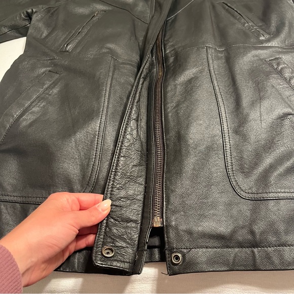 Vintage American Leather Black Long Genuine Leather Jacket - Picture 8 of 16